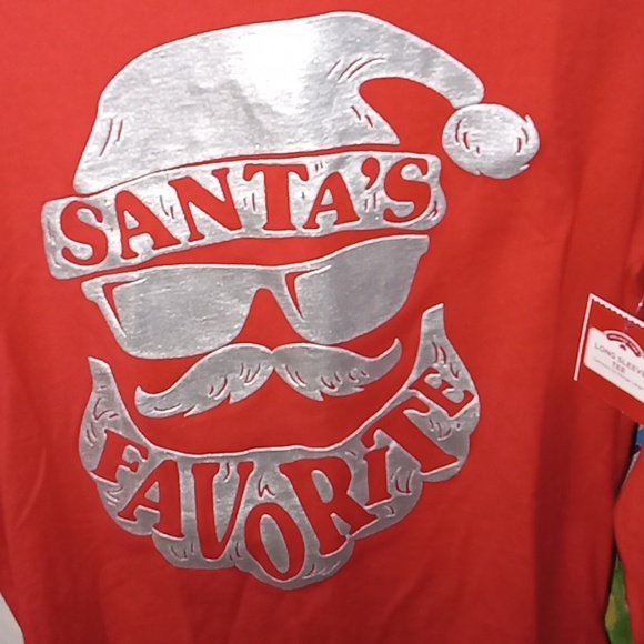 Holiday Time- Red "Santa's Favorite" Long Sleeve Holiday Tee-(14-16) Kids - Picture 1 of 4